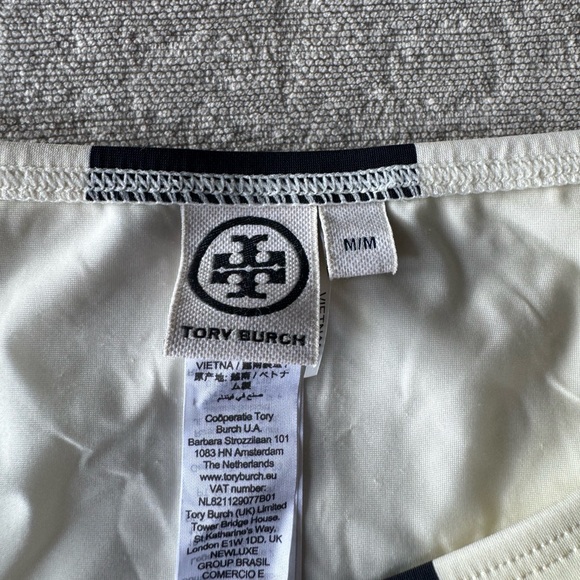 Tory Burch One-Shoulder Stripe Bikini Set — Black & Cream — Top L / Bottom M - Picture 5 of 6